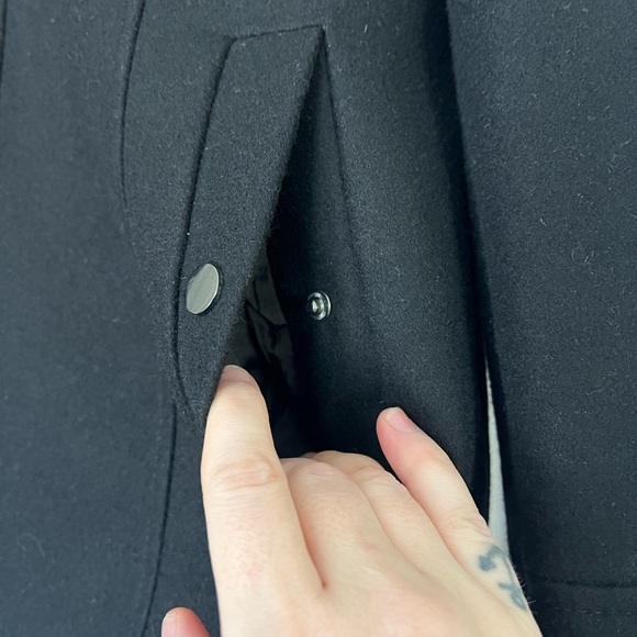 London Fog Wool Blend Hooded Coat Jacket Women’s L Black Zip Front Winter - Picture 3 of 10